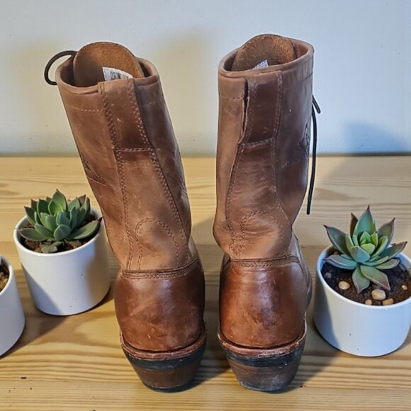 Rocky Brown Leather Lace-Up Boots genuine leather Logger Workboots rubber sole main image 8